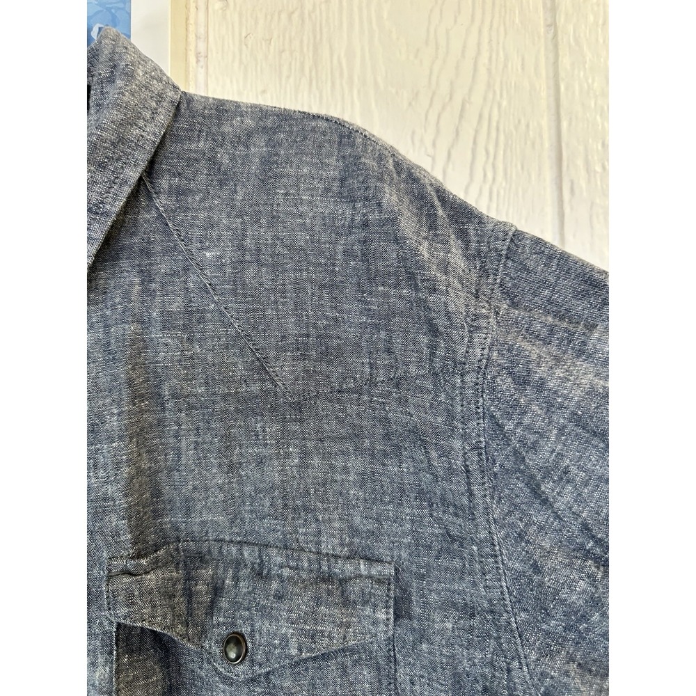 Patagonia Men's Large Blue Collared Full Button Front Pockets HEMP/COTTON Top - Picture 6 of 11